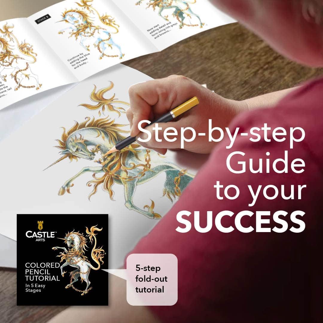 Castle Art Supplies Colored Pencils Set | 72 Premium Soft Core Colored Leads for Adult Artists | Organized in Presentation Tin Case