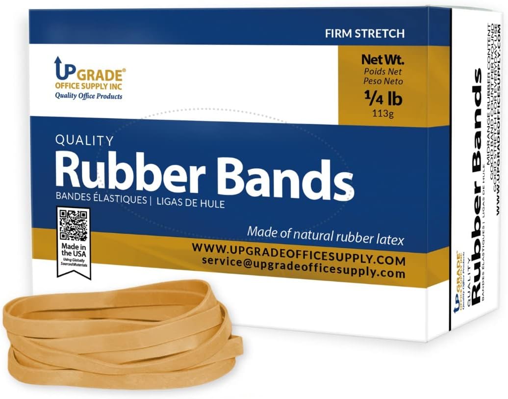 Upgrade Office Supply UPG22964 Rubber Bands, Size 64 (3-1/2 x 1/4), 80 Bands, 1/4 lb Box, USA
