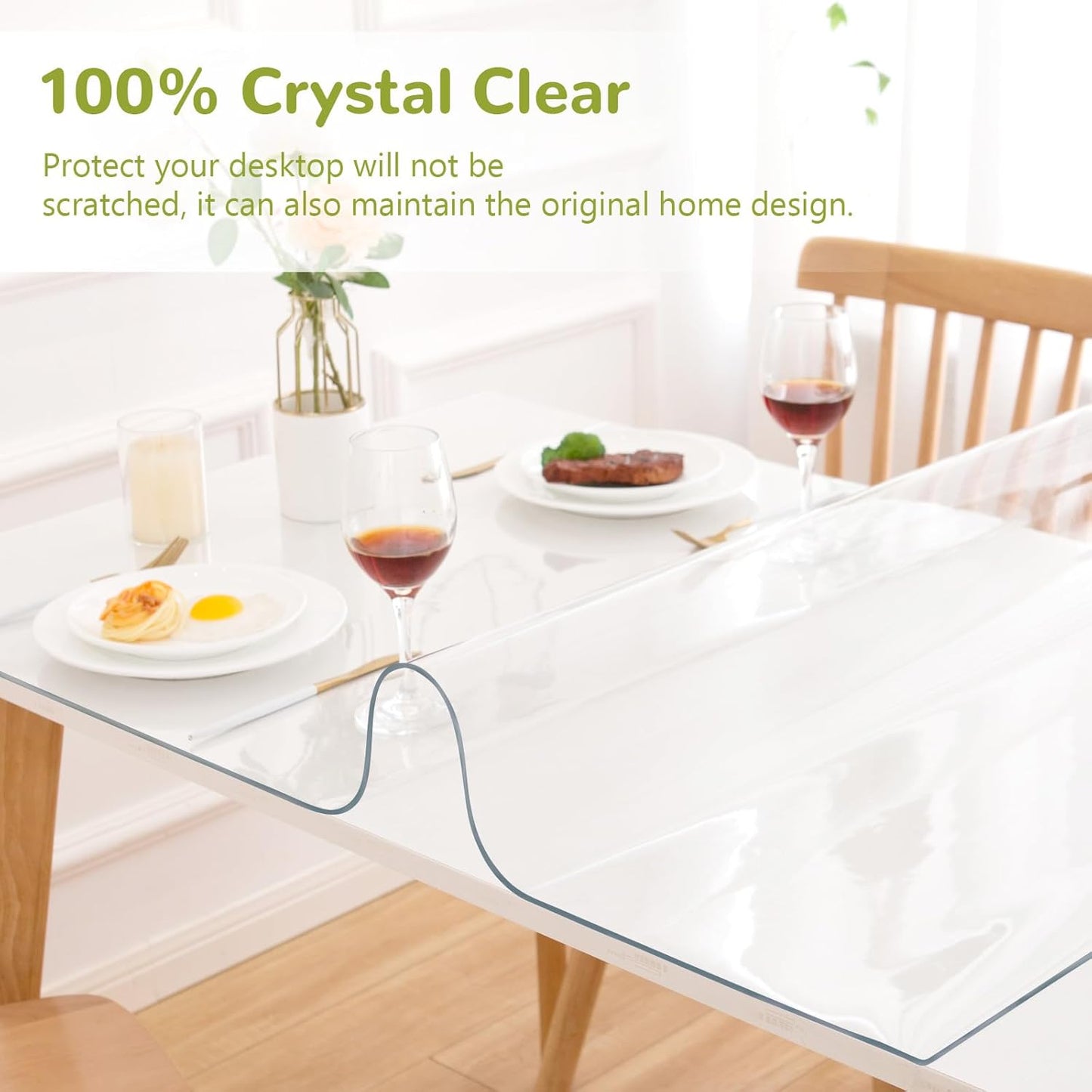 30 x 54 Inch Clear Table Cover Protector, Clear Desk Mat, Clear Table Protector, 1.5mm Thick Plastic Table Cover, Vinyl Table Protector, Clear Desk Pad, Desk Mats on Top of Desks