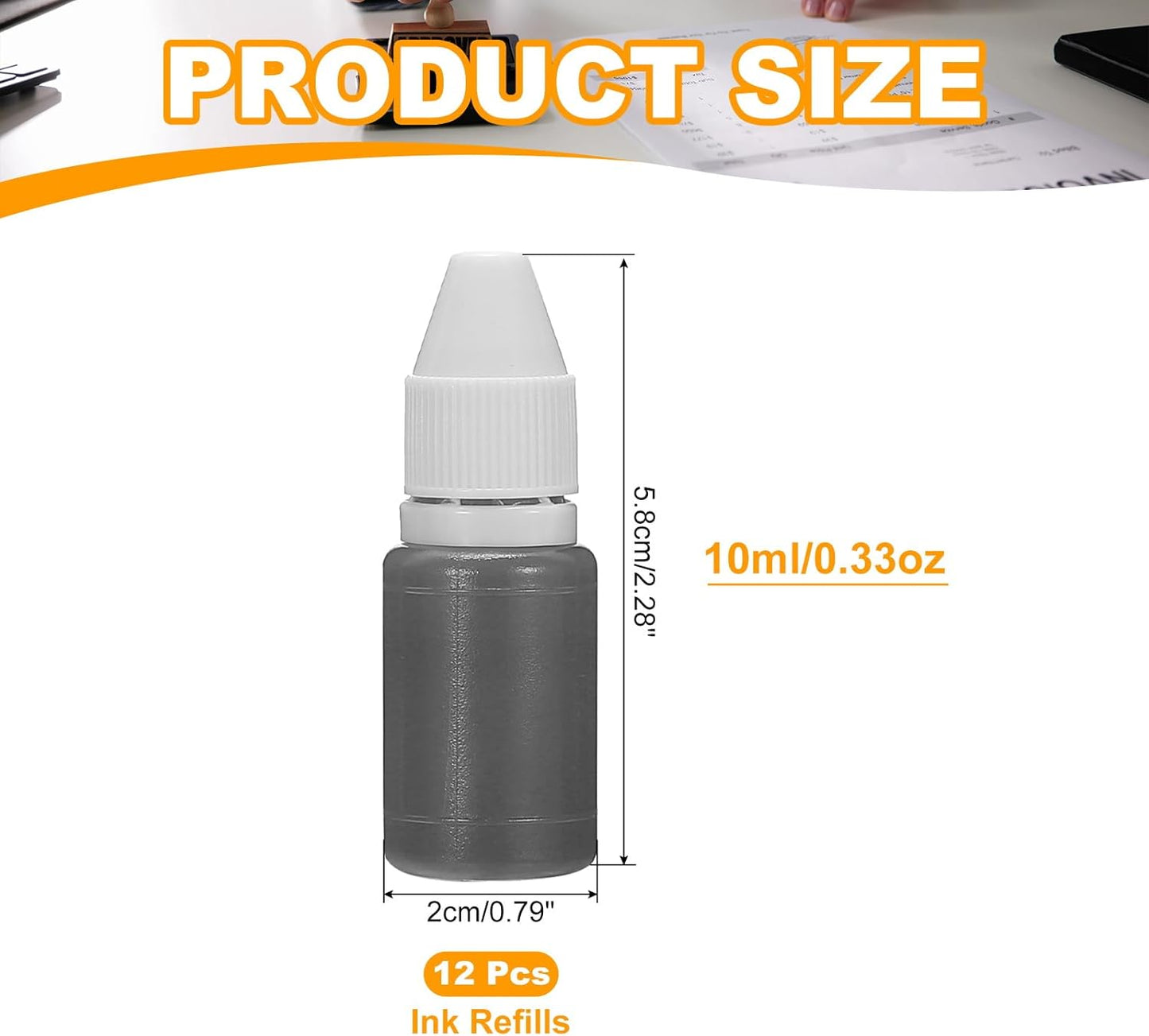 PATIKIL 0.33oz Refill Ink for Stamps and Ink Pads, 12Pcs 10ml Stamp Pad Ink Refill for Office Stamp Self Inking Stamp Date Stamp Scrapbooking, Gray
