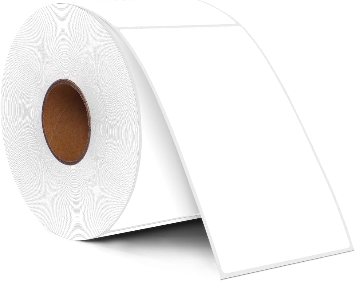 PARLAIM 3" x 5" Rectangle Adhesive Color Code Stickers,500 per Dispenser Box Roll Square Label Inventory Stickers (White)