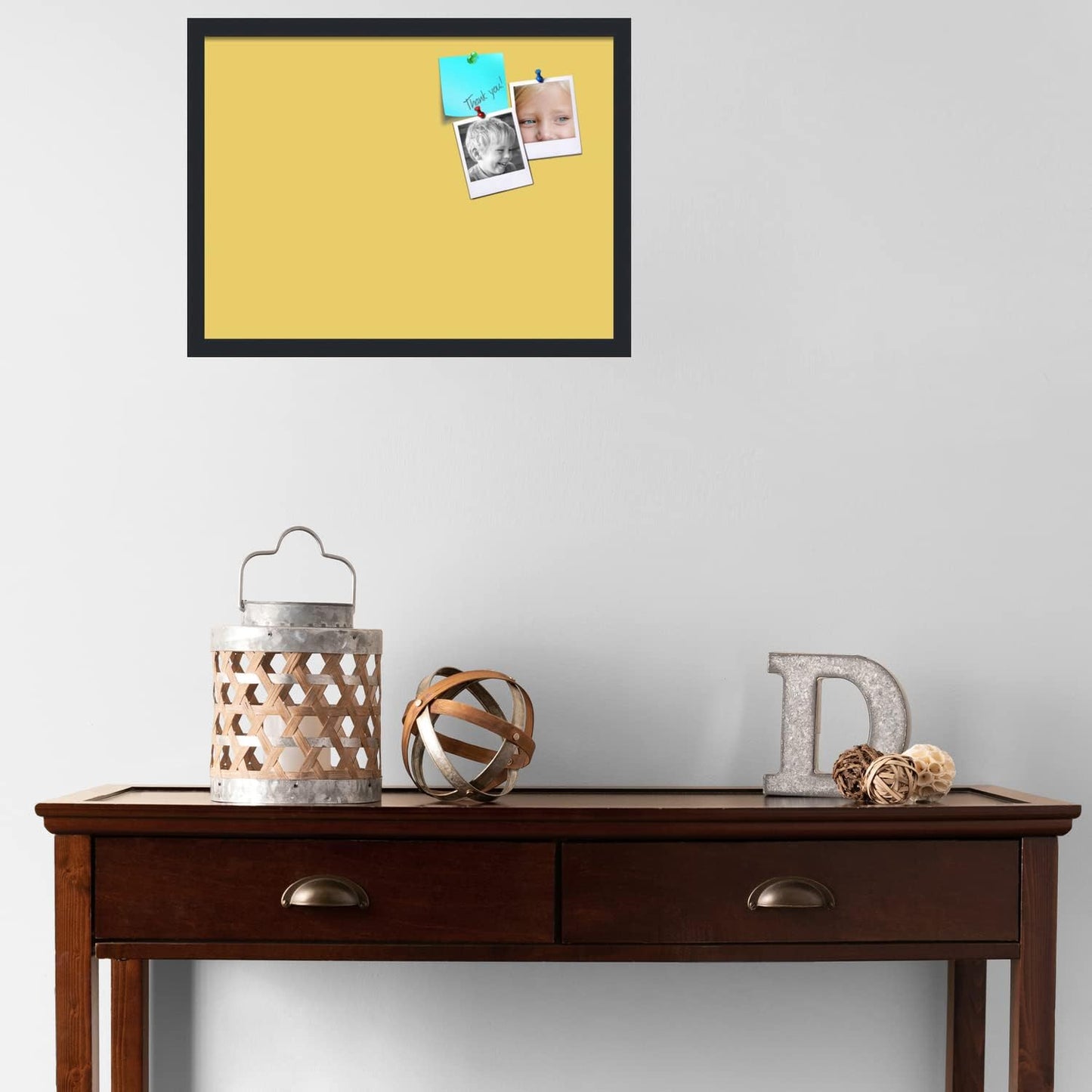 PinPix 23x17 Inch Cork Bulletin Board. This Decorative Framed Pin Board Comes with Honey Pastel Design and a Satin Black Frame. Ideal for Home Office Decor or Message Board (PinPix-1810)