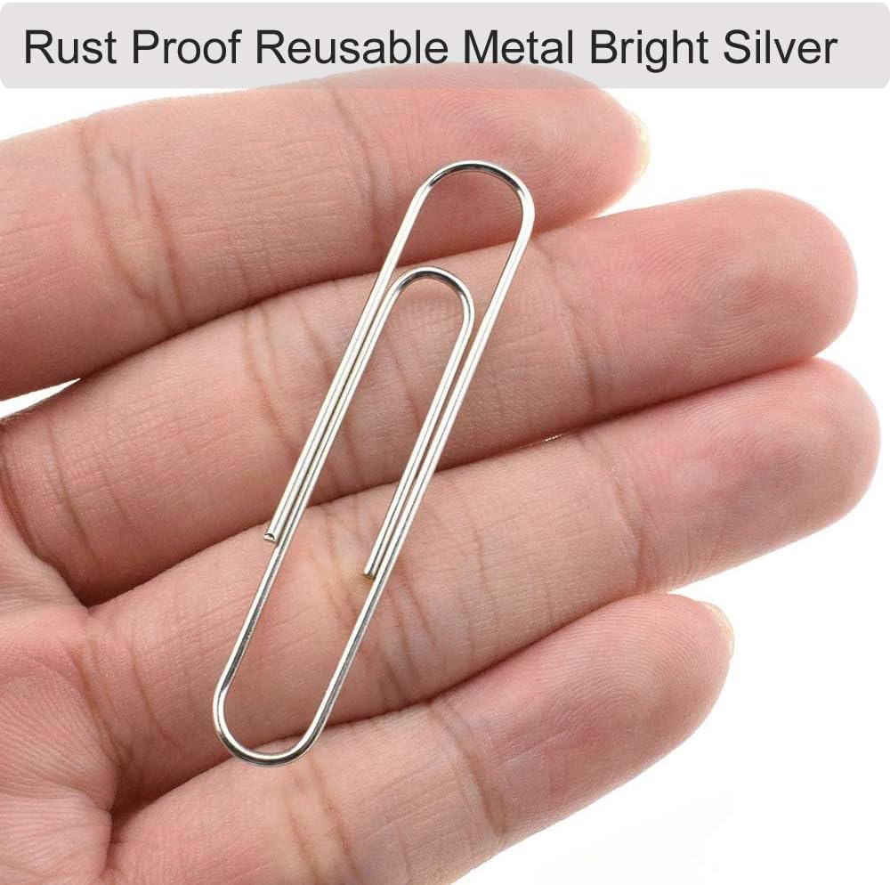 Vinaco Paper Clips Smooth Silver, Medium and Jumbo Paper Clip (1.3 inch & 2.0 inch), Durable and Rustproof, Coated Paper Clips Great for Office School and Personal Use