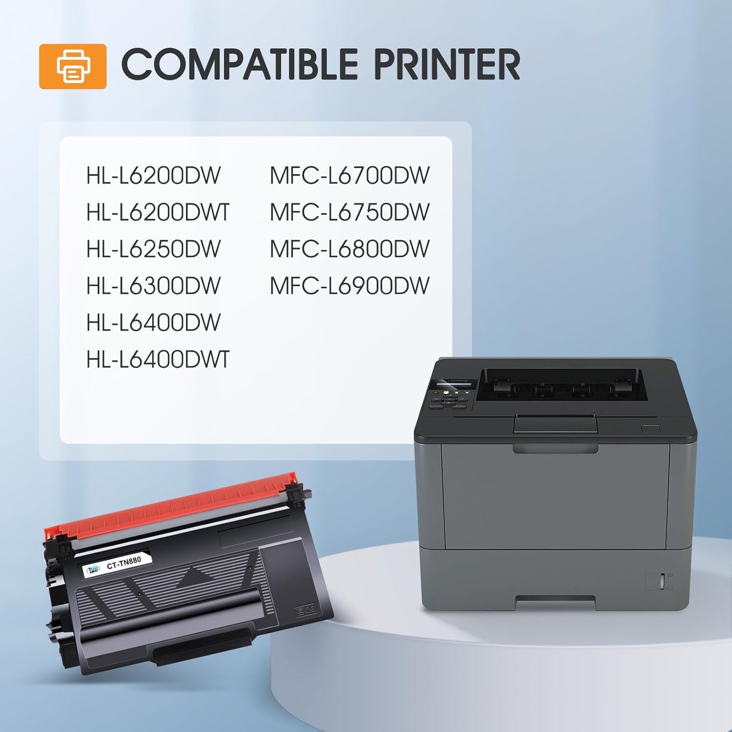 TN880 TN-880 TN 880 Toner Cartridge 2-Pack Compatible for Brother TN880 Super High Yield Black Toner Cartridge for Brother HL-L6200DW L6200DWT L6400DW L6400DWT MFC-L6700DW L6800DW L6900DW Printer