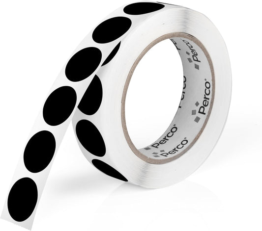 Perco Black 1-Inch Round Circle Dot Sticker Labels with Easy Peel Perforation - 1,000 Labels per Roll - Strong Adhesion, Vibrant Colors for Organizing, Crafting & More - Made in USA