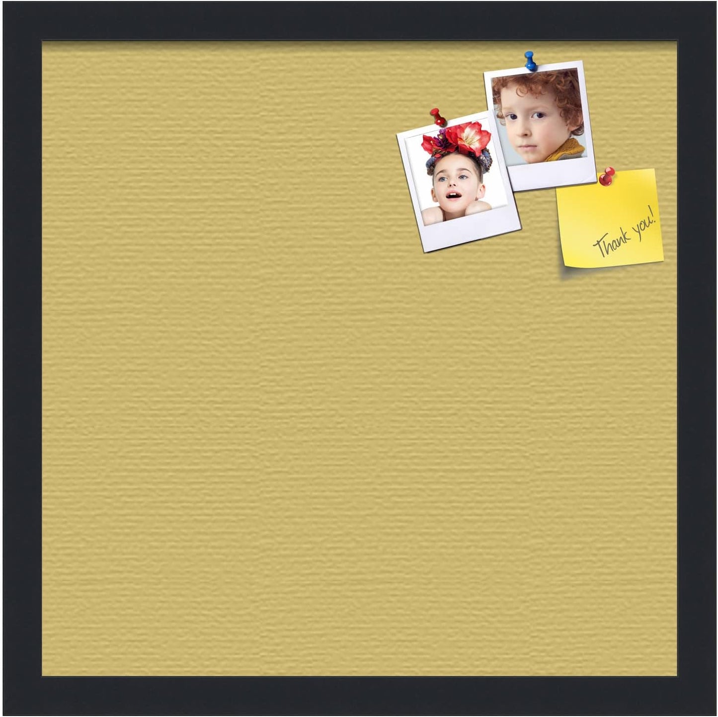 PinPix 16x16 Inch Cork Bulletin Board. This Decorative Framed Pin Board Comes with Honey Pastel Design and a Satin Black Frame. Ideal for Home Office Decor or Message Board (PinPix-1810)