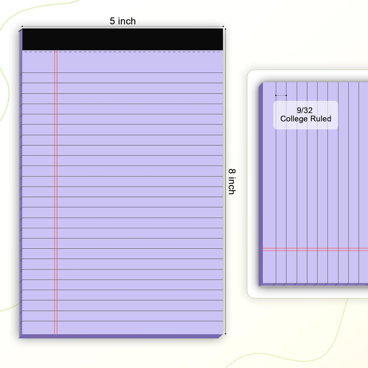 Small Note Pads 5x8" – 6 Vibrant Colors Notepad, College Ruled, 30 Sheets Each | Perfect for Work, School & Creative Notes! Legal Pads 5 x 8 Perforated Narrow Ruled Pads of Paper (Multicolor 6)