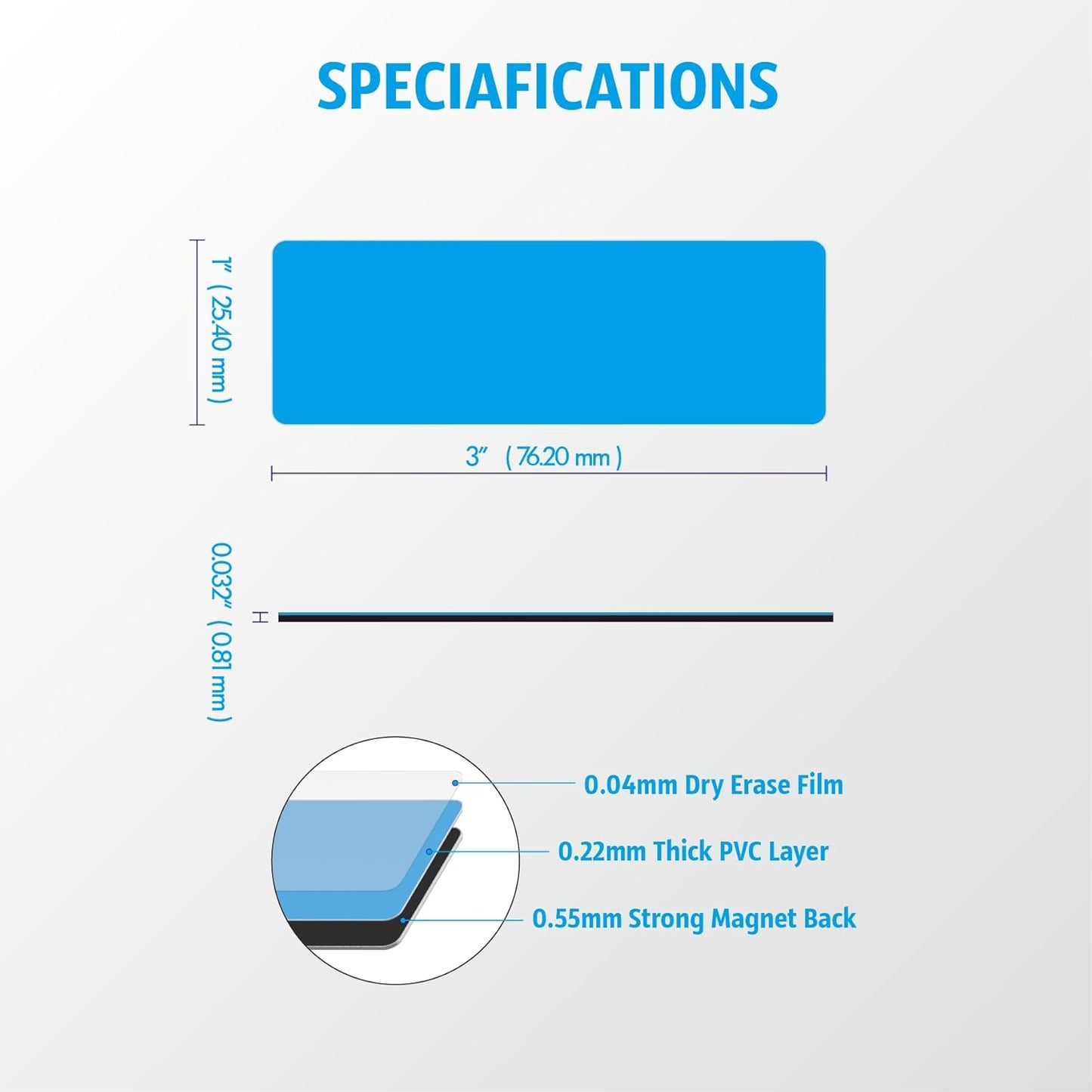 Magnetic Dry Erase Magnets Labels 3x1 inches, Reusable Name Tags, Organizing Schedules in Office/Classroom. Work on Fridge/White Board (White 60Pcs)