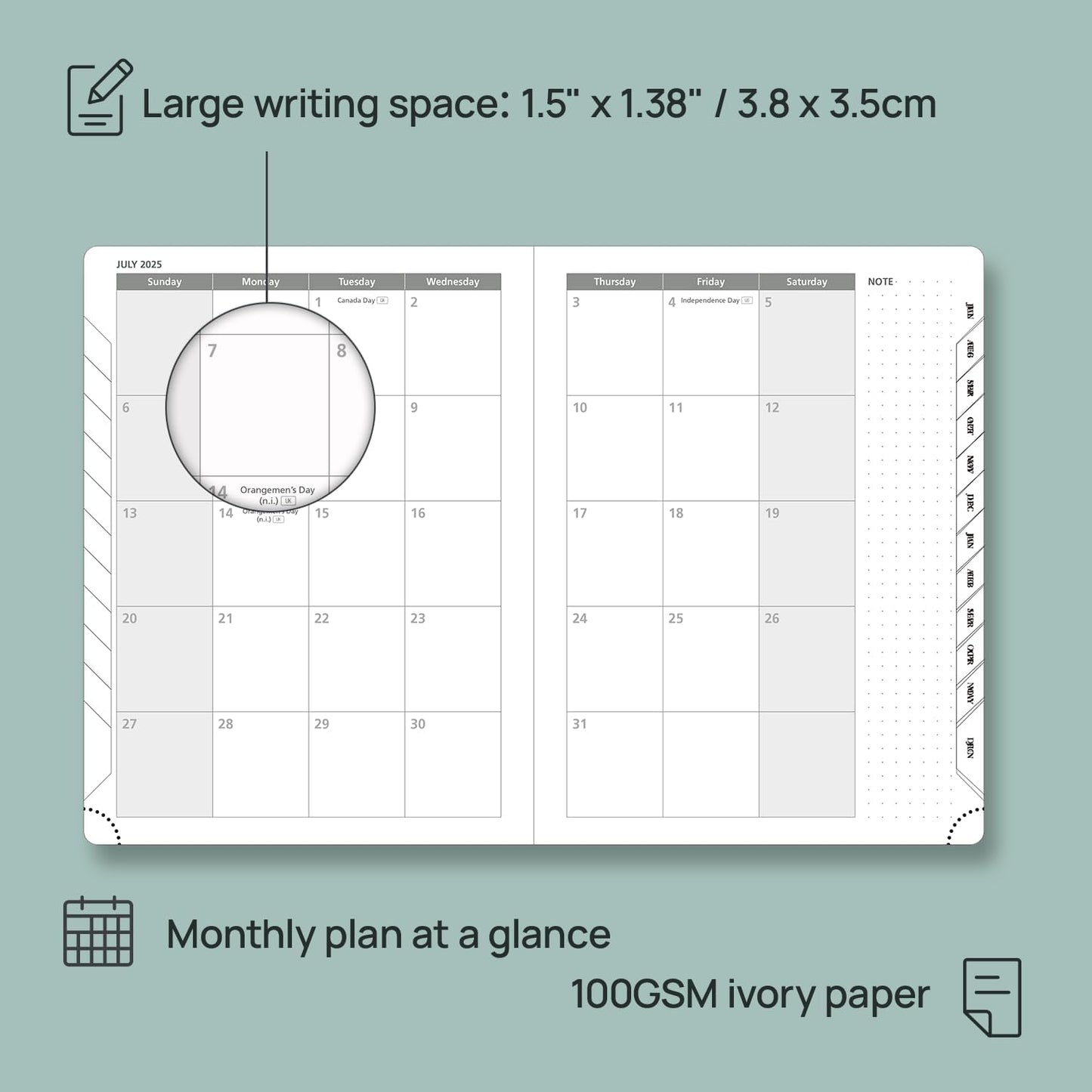 POPRUN Planner 2025-2026, (Medium 6.5'' x 8.5'' Hard Cover) Academic Calendar (July 25-June 26) Daily Weekly and Monthly Appointment Book with Hourly Time Slots, Monthly Tabs, 100 GSM - Violet