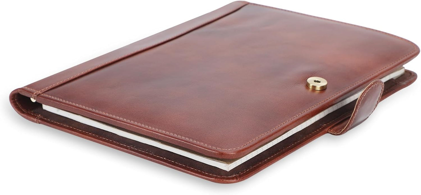Leather Padfolio Legal Pad Portfolio Organizer | Handmade Executive Notebook Binder | Heavy Duty Full Grain Cow Hide Resume Interview Folio for Men Women, Rustic NoteBook Folder (Wine)