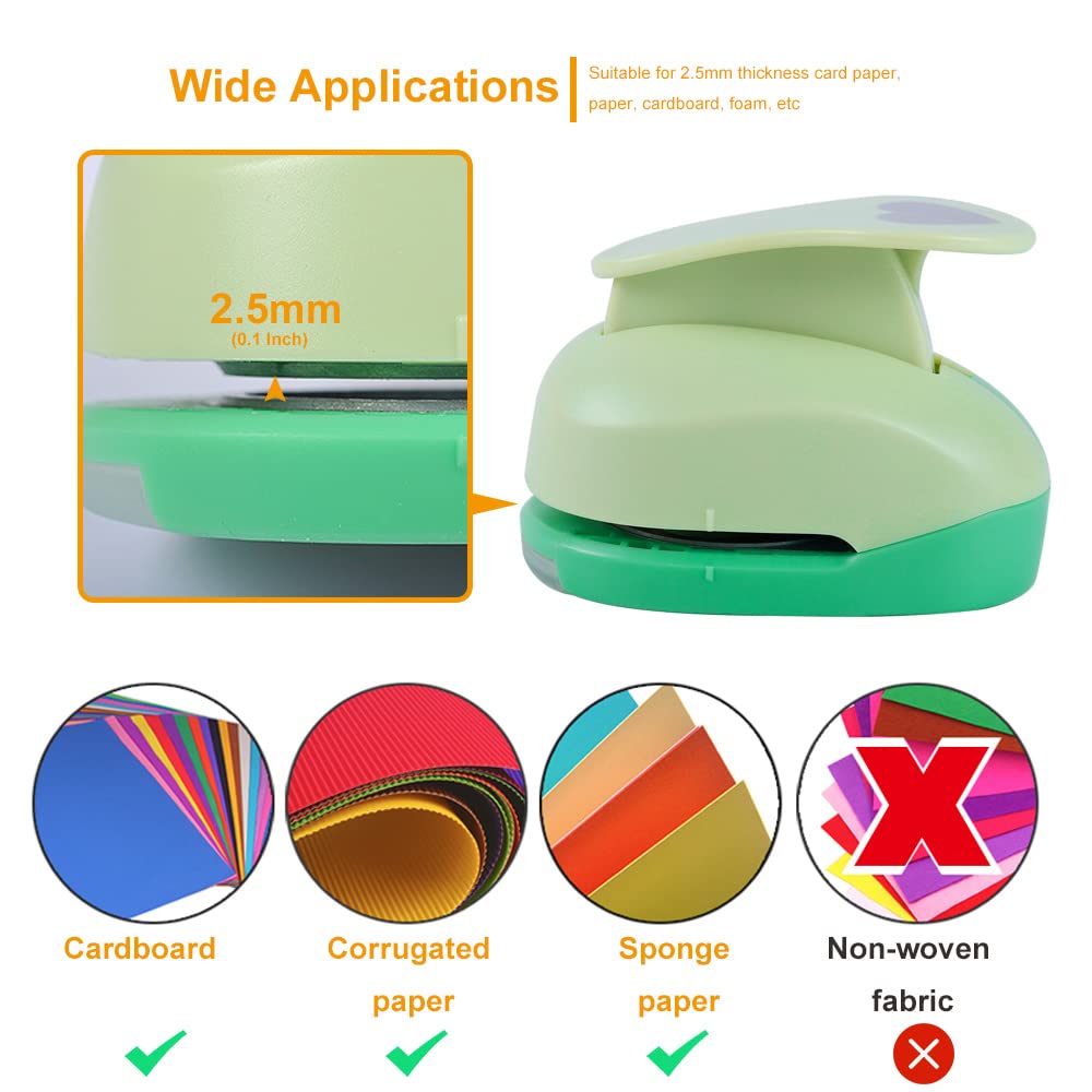 UCEC 2 Inch Heart Punch, Heart Paper Punch Shapes, Large Decorative Craft Hearts Hole Puncher for Kids Paper Crafts, Card Making, Scrapbooking, Hearts Shaped Hole Punch