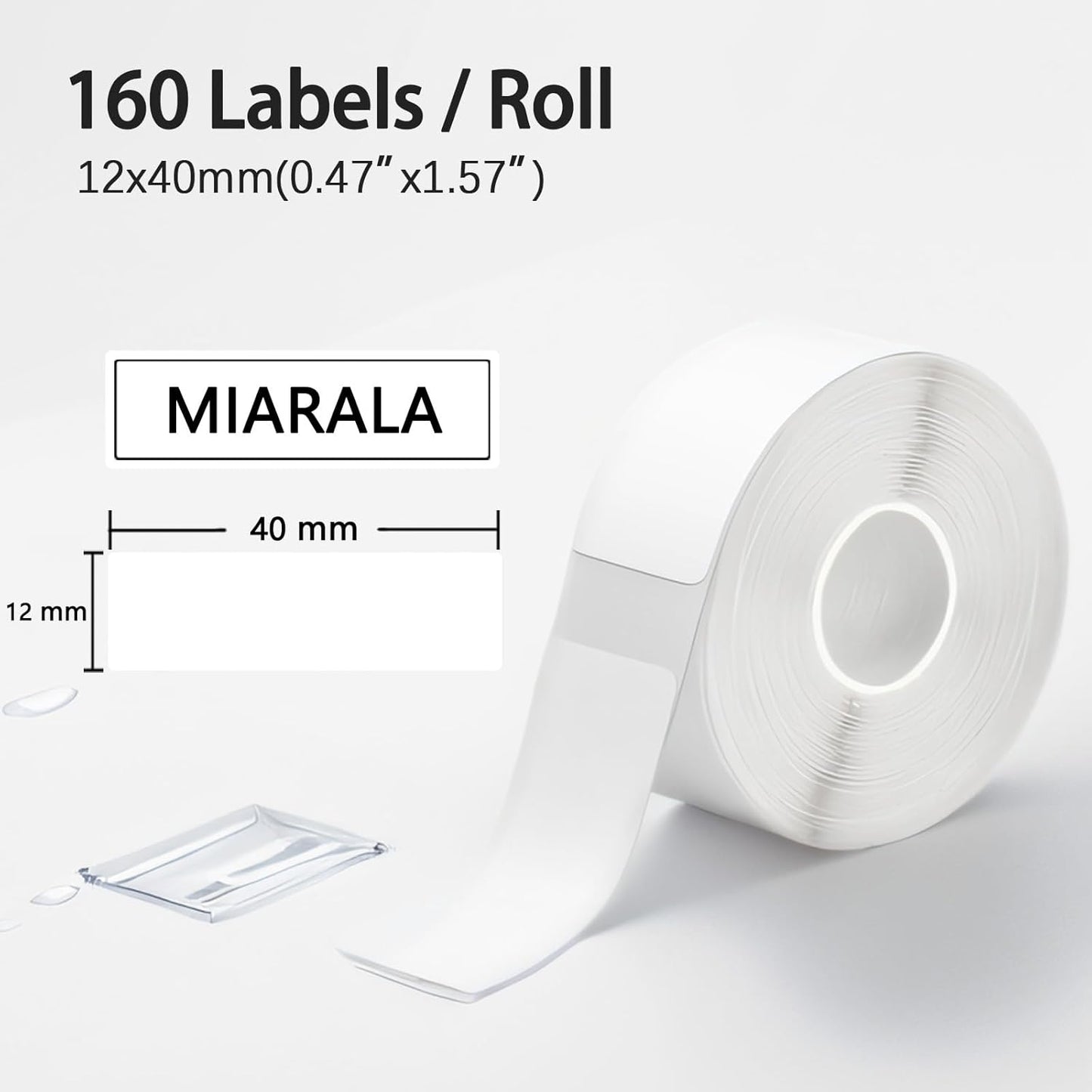 White D30 Label Tape, Label Maker Tape-12mm×40mm(0.47"x1.57") Sticker Thermal Paper Self-Adhesive for D30 Printer 3 Rolls