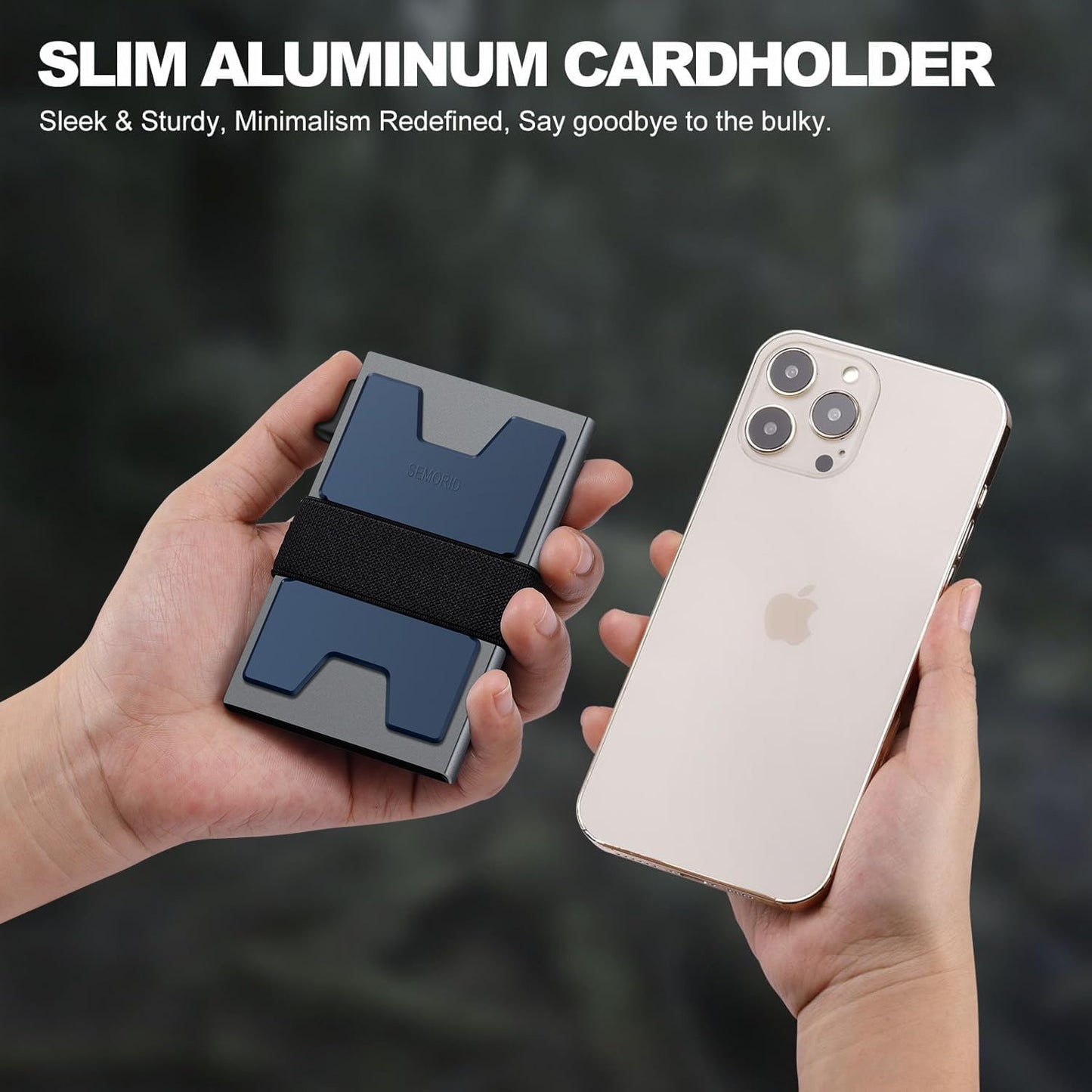 Slim Aluminum Card Holder Wallet for Men, Durable Expandable Backplate, RFID Blocking Minimalist Metal Pop Up Wallet, Holds 12+ Cards Plus Cash