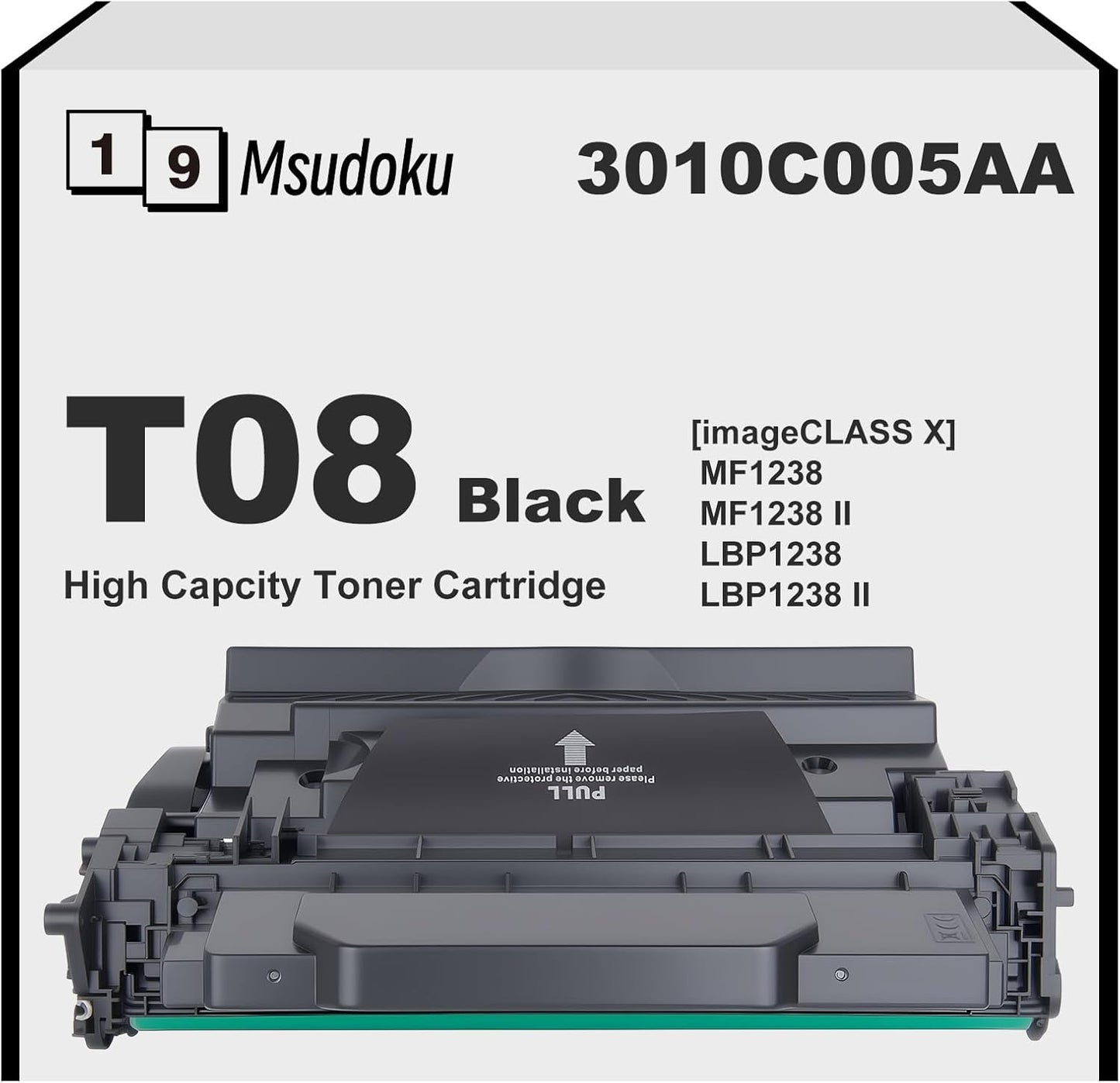 T08 T08L Black High Yield Toner Cartridge with New Chip (3010C005AA) Compatible with Canon imageCLASS X LBP1238 LBP1238 II MF1238 MF1238 II XLBP1238 XMF1238 Printers (1-Pack)