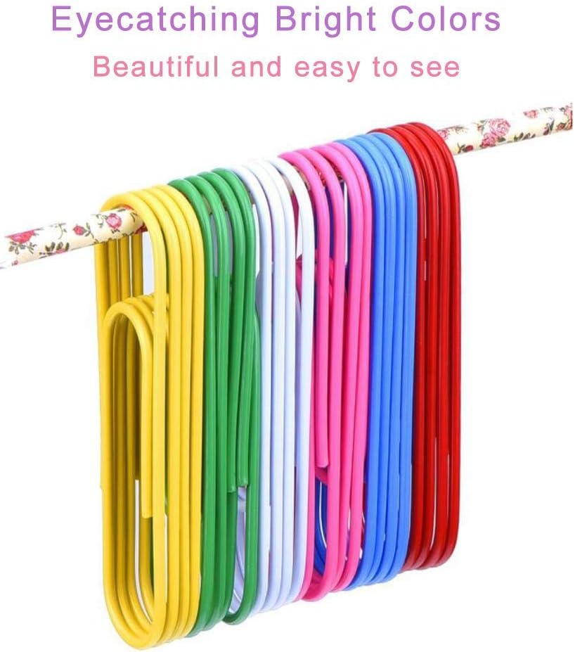 Coideal Super Large Paperclips Colored, 30 Pack 4 Inch Jumbo XL Mega Paper Clips Holder Vinyl Coated Assorted Color for Office (10 cm)