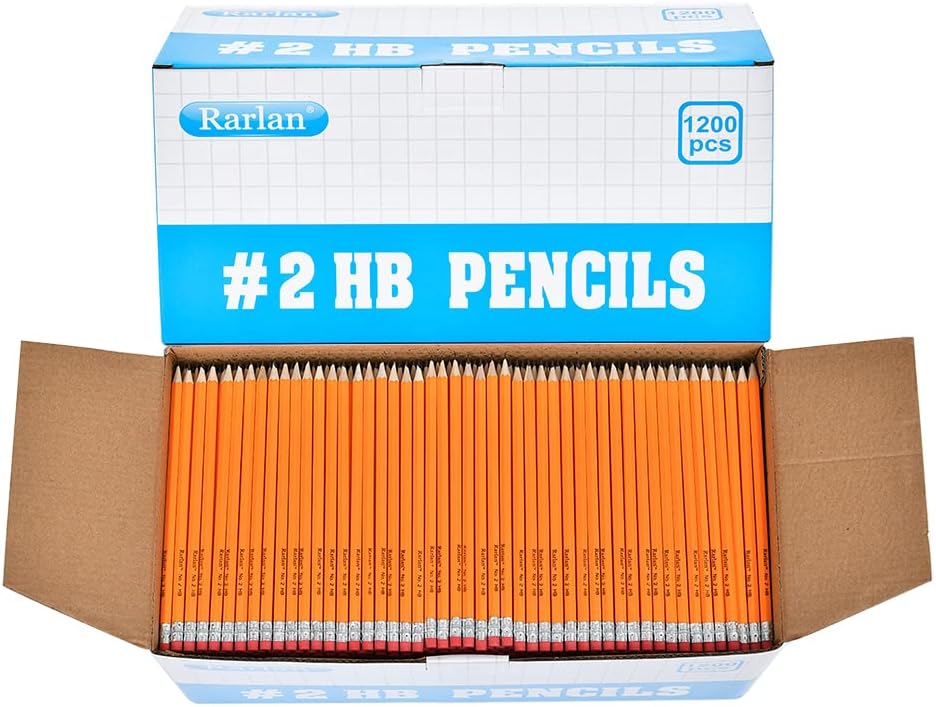 Wood-Cased #2 HB Pencils, Pre-sharpened, 1200 Count Classroom Bulk Pack