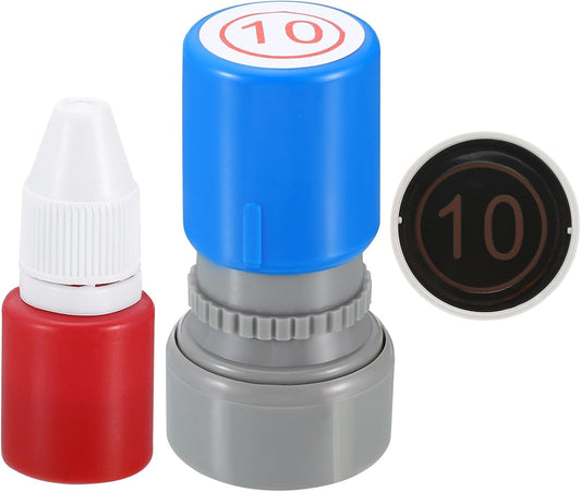 PATIKIL Number Stamps Self Inking, Numeral 10 Number Stamp Teacher Stamp Initial Stamp Ink Stamp for Class Notebook Scrapbooking DIY Craft Style 2, Red Ink
