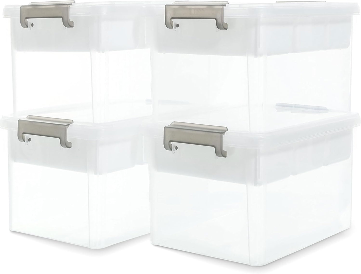 Citylife 17 QT Storage Box with Removable Tray Closet Organizers and Storage Clear Storage Container for Organizing, Craft, Tools, Files, Office Supplies, 4 Packs
