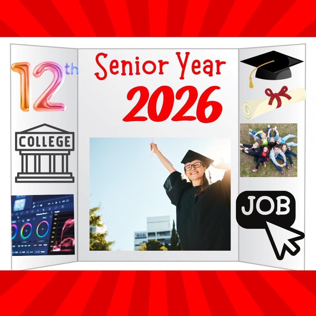 PJ Goods 24 Pcs White Tri Fold Poster Board 36" x 48 for Science Fair Presentation Displays, School Projects, Business Displays, 4H, Sports, Graduations/Senior Night, Lightweight and Foldable