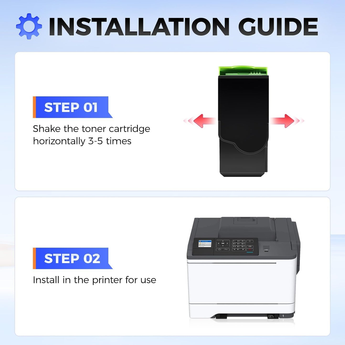 78C10K0 78C10C0 78C10M0 78C10Y0 Toner Cartridge Set 4-Pack Black Magenta Yellow Cyan High Yield With Chip Replacement Compatible for Lexmark CS421 CX522 CX421 CS521 CX521 CS522 CX622 CX625 Printer Ink