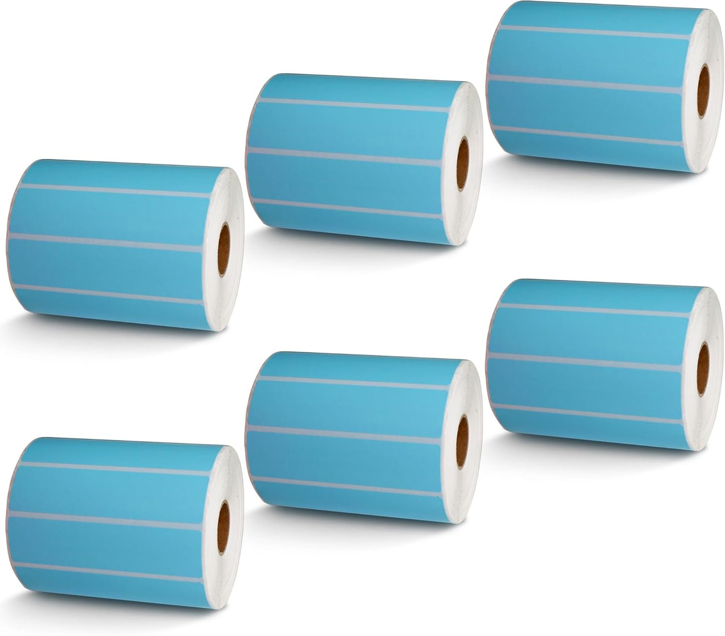 BETCKEY - 4" x 1" Multipurpose Labels Compatible with Zebra & Rollo Label Printer,Premium Adhesive & Perforated[Light Blue, 6 Rolls, 8250 Labels]