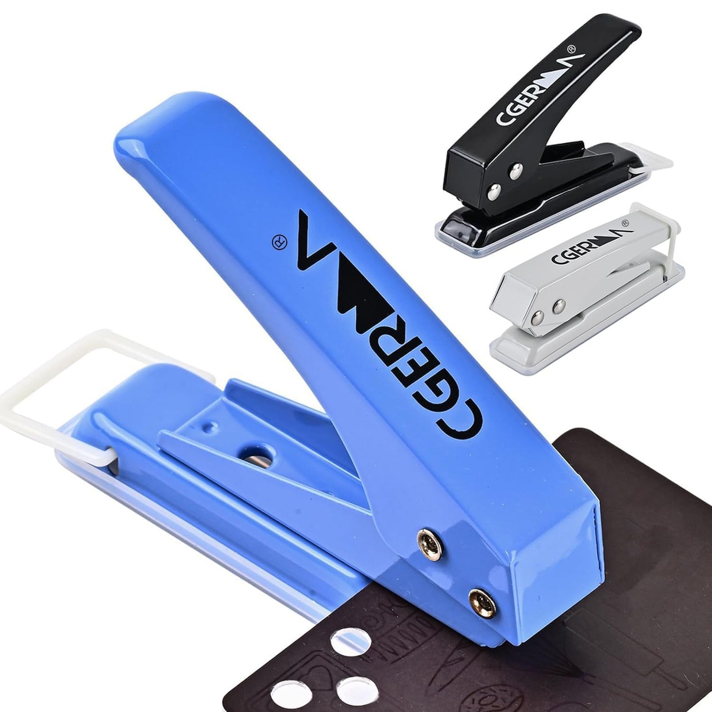 Single Hole Puncher, 3 Pack ，1/4" Hole, 50% Labor Savings, Heavy Duty Metal Punch, 15 Sheet Capacity, for ID Cards, Chipboard, Art Project, Crafts Easy Punching