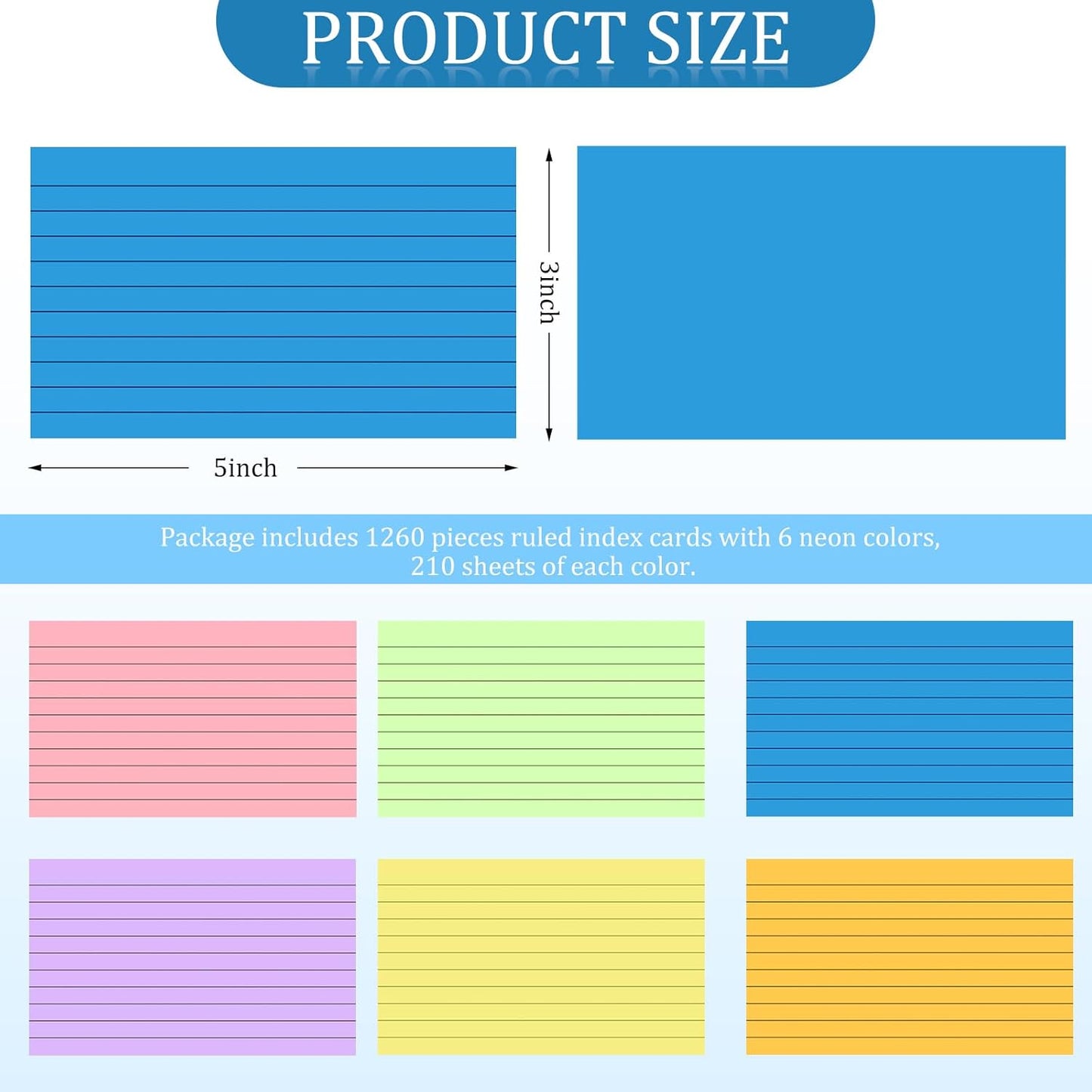 Bignc Index Cards Colored Notecards, 3 X 5 Inch Ruled Color Note Cards for School, Home & Office, Multi Colors Flashcards, Colorful Notecards,Pink Index Card Ruled, Purple Lined Flash Cards (1260)