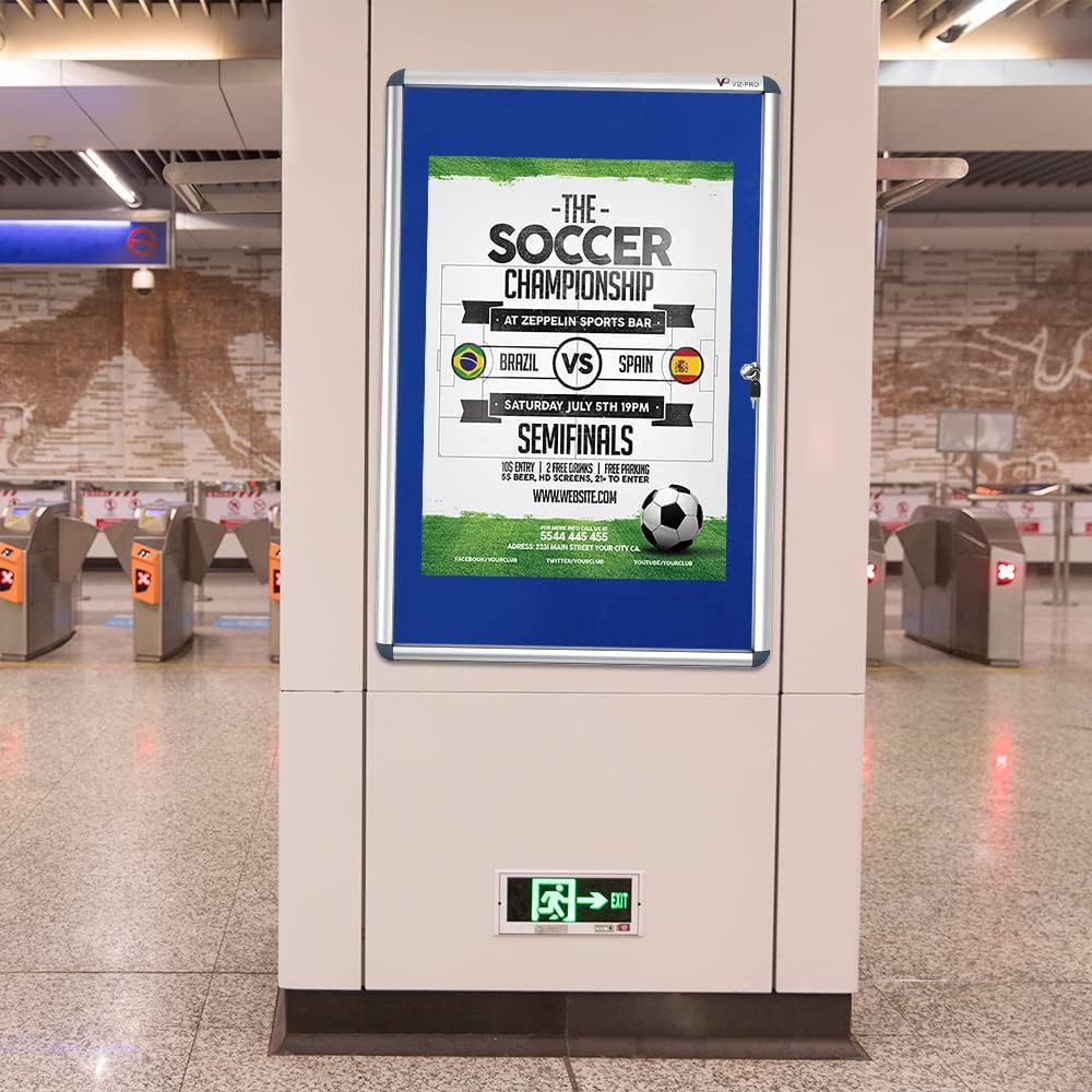 VIZ-PRO Tamperproof Lockable Noticeboard Class 1 Aluminium Framed 36x24 Inches