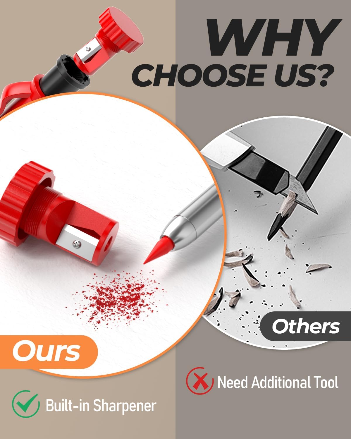 Nicpro 4 Pack Carpenter Pencil with Sharpener, Mechanical Carpenter Pencils with 52 Refills, Construction Pencil Heavy Duty Woodworking Pencils for Architect (Red, Black, Yellow, Blue)