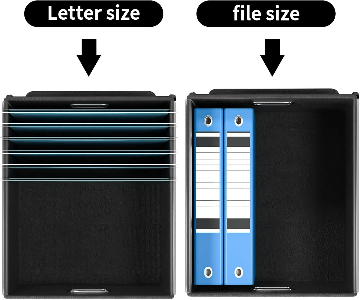 Huolewa Upgraded Portable File Organizer Box, Large Linen Hanging Office Document Storage Box with Lid - Black, Collapsible Filing & Storage Boxes for Office/Decor/Home - 14.9 x 12.59 x 10.8 inch