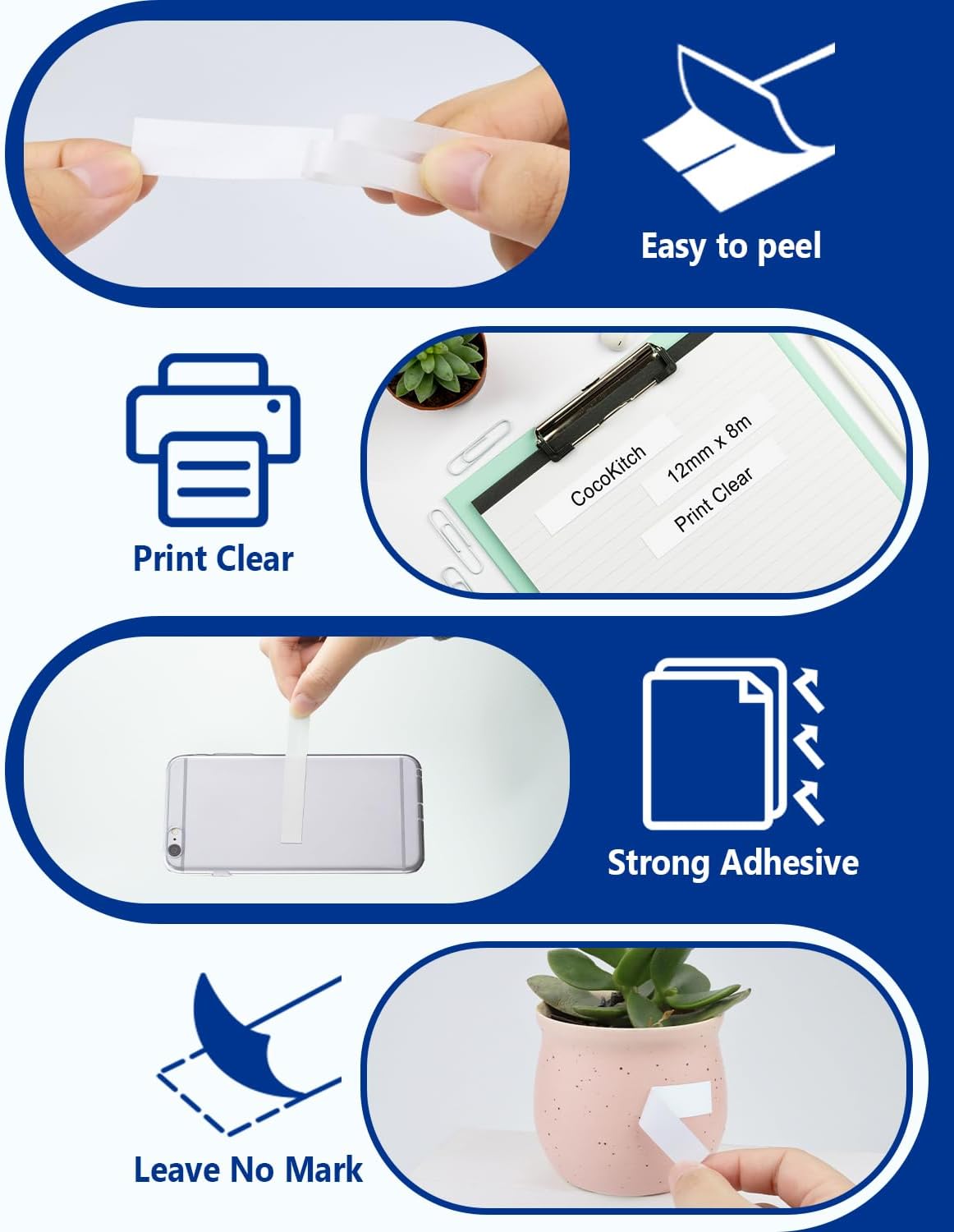 5-Pack TZe-131 TZ Tape 12mm 0.47 Laminated Clear Compatible with Brother P Touch Label Tape TZe131 TZ-131 Work with Ptouch PT-H100 D220 D210 PTD400 PTD-600 PTD610BT Label Maker, 1/2 in x 26.2 ft
