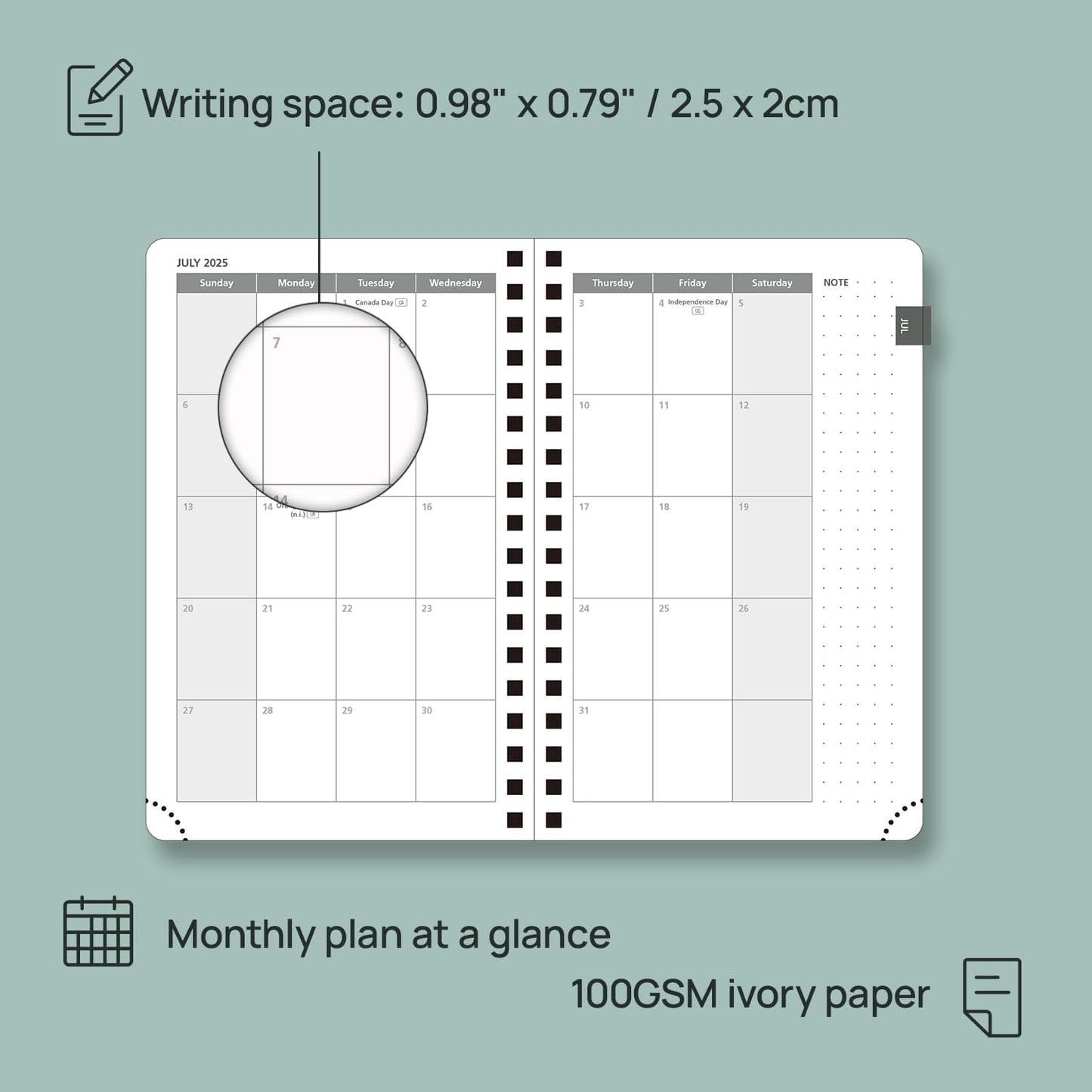 POPRUN Pocket Planner 2025-2026 (Purse Size 4'' x 6.25'') Academic Small Calendar (July 2025 - June 2026) with Hourly Time Slots, 100GSM Thick Papers, Spiral Leather Cover - Grey
