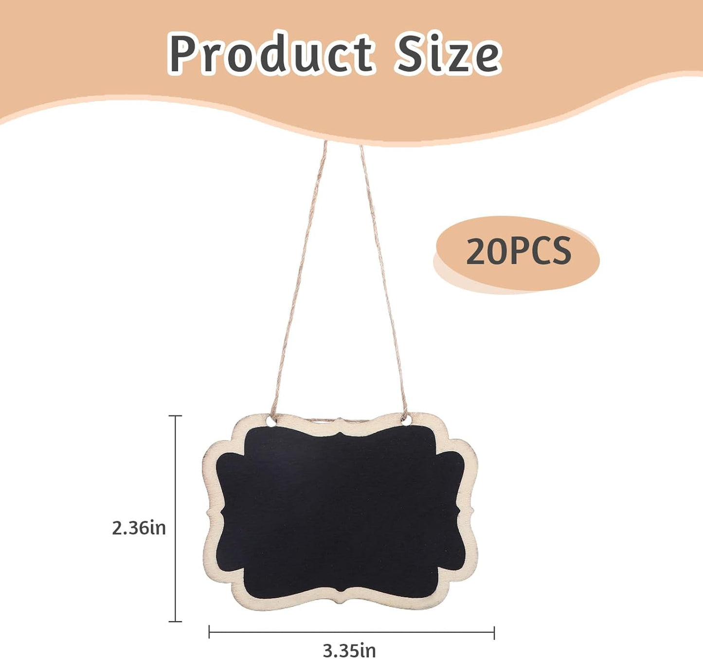 20Pcs Mini Chalkboard Signs,Chalkboard Tags with String,Hanging Small Chalkboard Sign,Wooden Erasable Price Message Tags Blackboard,Double-Sided Hanging Food Labels for Party Buffet