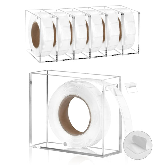 315 PC Double Sided Sticky Nano Dots 0.5" Precut Thin Nano Tape with Acrylic Dispenser Box Clear Adhesive Glue Dots Double Sided Sticky Putty for Poster Wall Hanging Crafts Removable(Tape+Box)