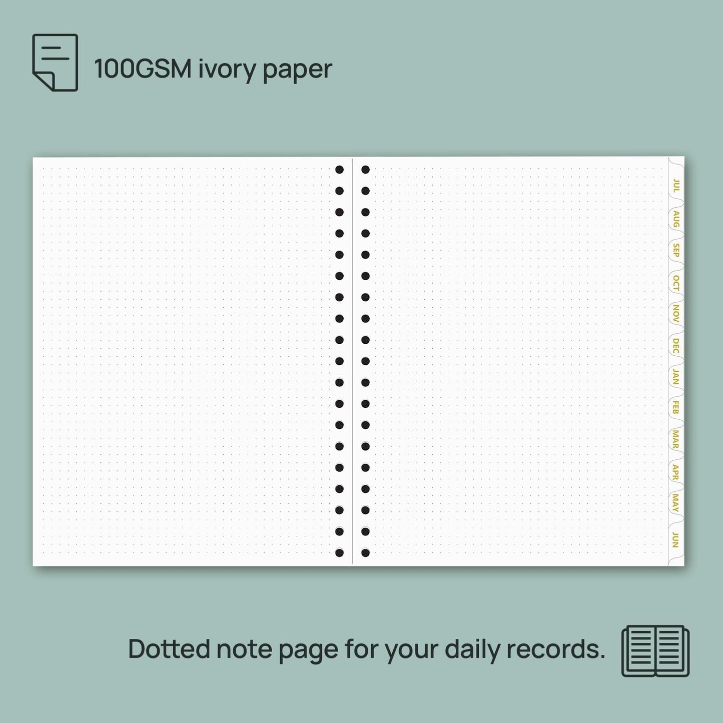 POPRUN Monthly Planner 2025-2026 Spiral Hardcover (8'' x 10''), 18 Months Calendar (Jul.2025 - Dec.2026)- 2 Pages per Month with Dotted Note Pages, Sunday Start, Laminated Tab - Burgundy