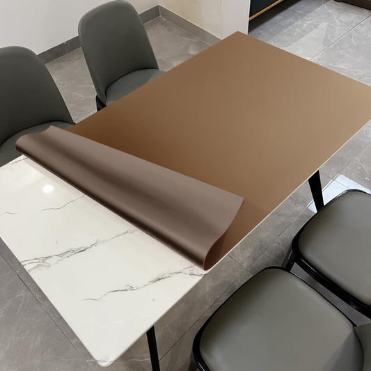Leather Table Pad,1.8mm Thick,40x84 Inch,Dining Table Pad,Table Pads for Dining Room Table Rectangular,Table Protector for Dining Room Table(Mud Color+Champagne Gold,40x84)
