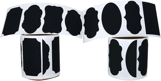 144 Large Chalkboard Labels Premium Reusable Chalkboard Stickers 3MM White Chalk Marker Dual Tip: Bullet/Chisel Labeling Jars, Parties, Craft Rooms, Weddings Organize Your Home & Kitchen (4 Rolls)