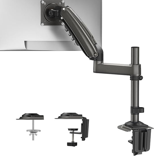 HUANUO Single Monitor Arm, Adjustable Desk Mount for 13-34 inch Screens, Holds 19.8lb, 22.44 inch Max Height, Full Motion Swivel Gaming Monitor Stand with VESA 75x75mm and 100x100mm Compatibility
