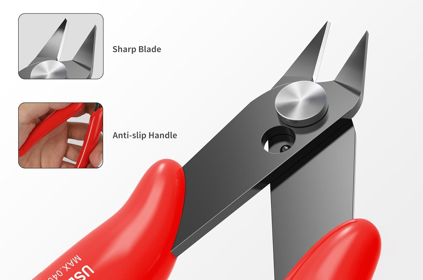 HongWay 5pcs Wire Cutters, Micro Flush Cutters with Spring, Wire Cutting Pliers, Wire Snips for Electronics Soft Copper Jewelry Making, 5-inches, Red