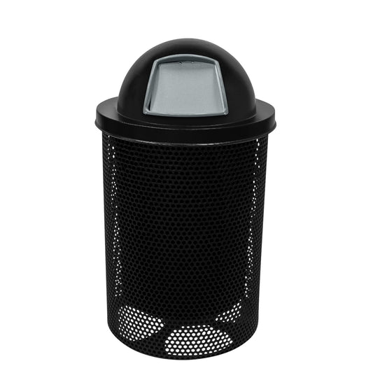 RDT-P-TXTBLK Heavy Duty Round Trash Receptacle with Dome Top, Liner Included, 32 Gallon, Textured Black, Made in America