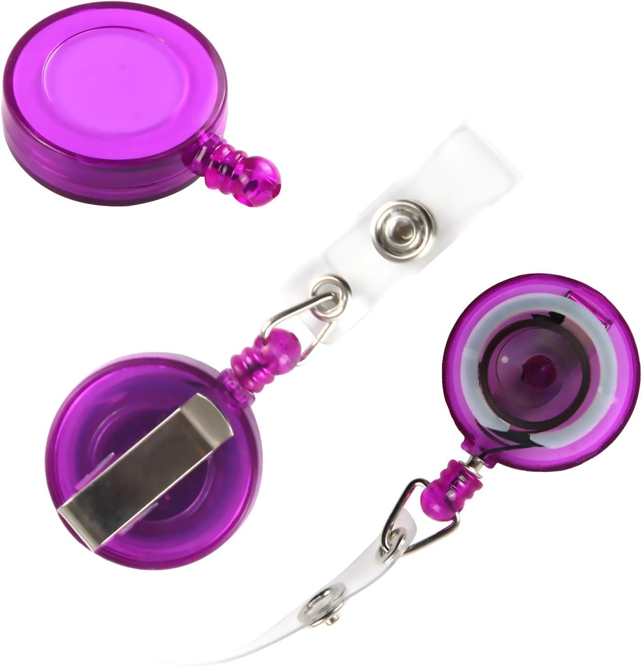 JANYUN 50 Pcs Retractable Badge Reel Clips Holder for Hanging ID Card Name Key Chain (Multi Color)