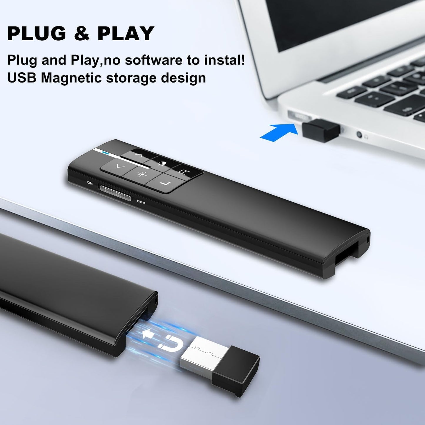 Norwii Wireless Presenter Remote for PowerPoint, Presentation Remote Control Clicker with Complete Air Mouse Function, Handheld Mouse Clicker for Mac, Computer, Laptop, Google Slides, N99