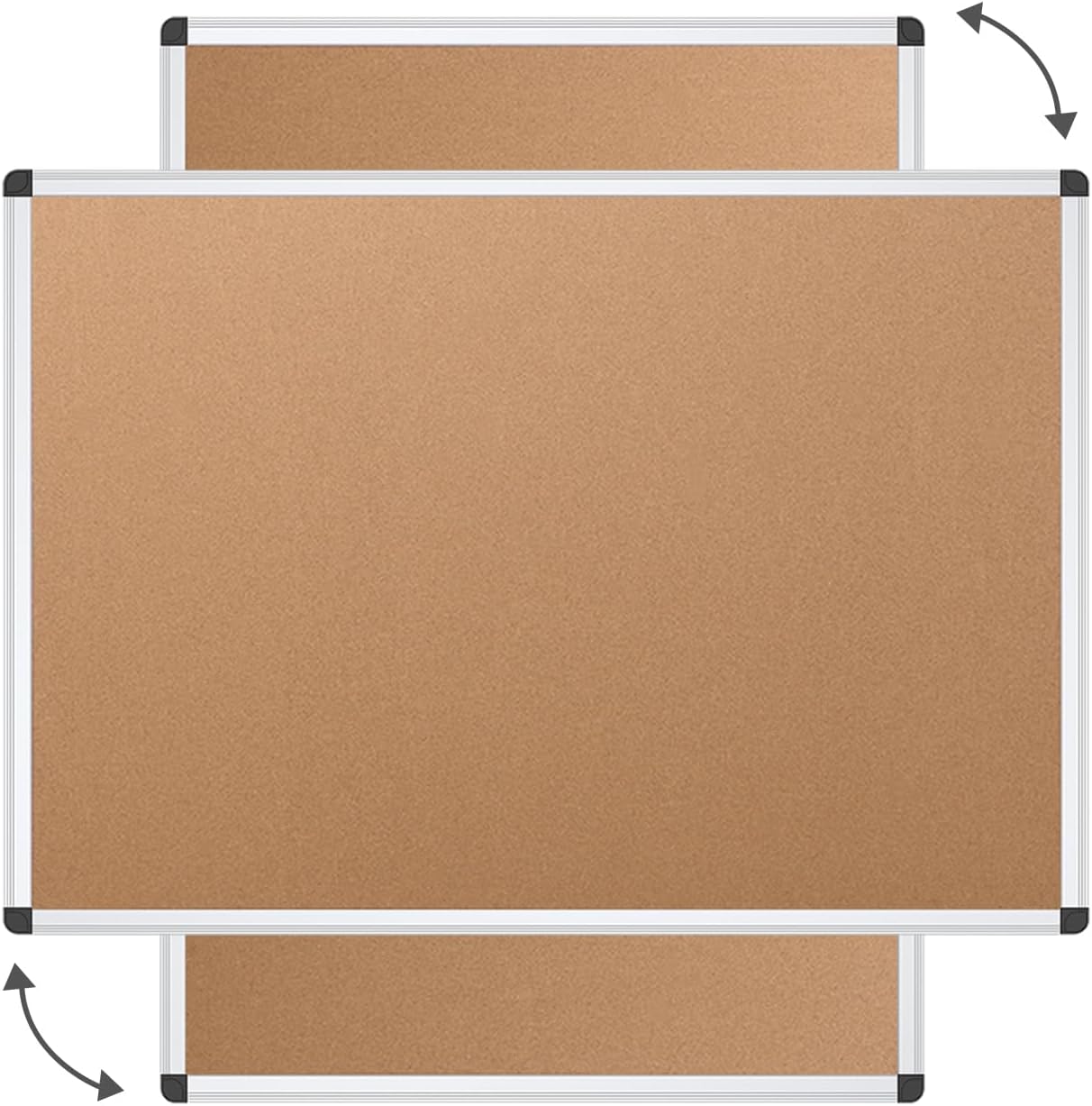 VIZ-PRO Cork Notice Board Bulletin Board, 96 X 48 Inches, Pack of 2, Silver Aluminium Frame