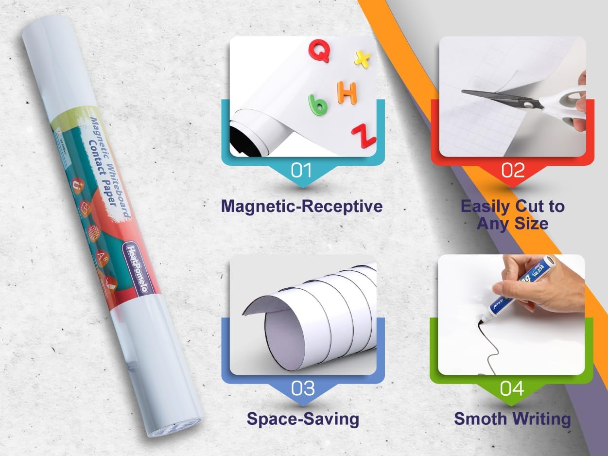 Magnetic Dry Erase Board Paper 36" x 24" Adhesive Backing White Board Sticker for Wall Peel and Stick Whiteboard Contact Paper for Office Home Include Starter Kit