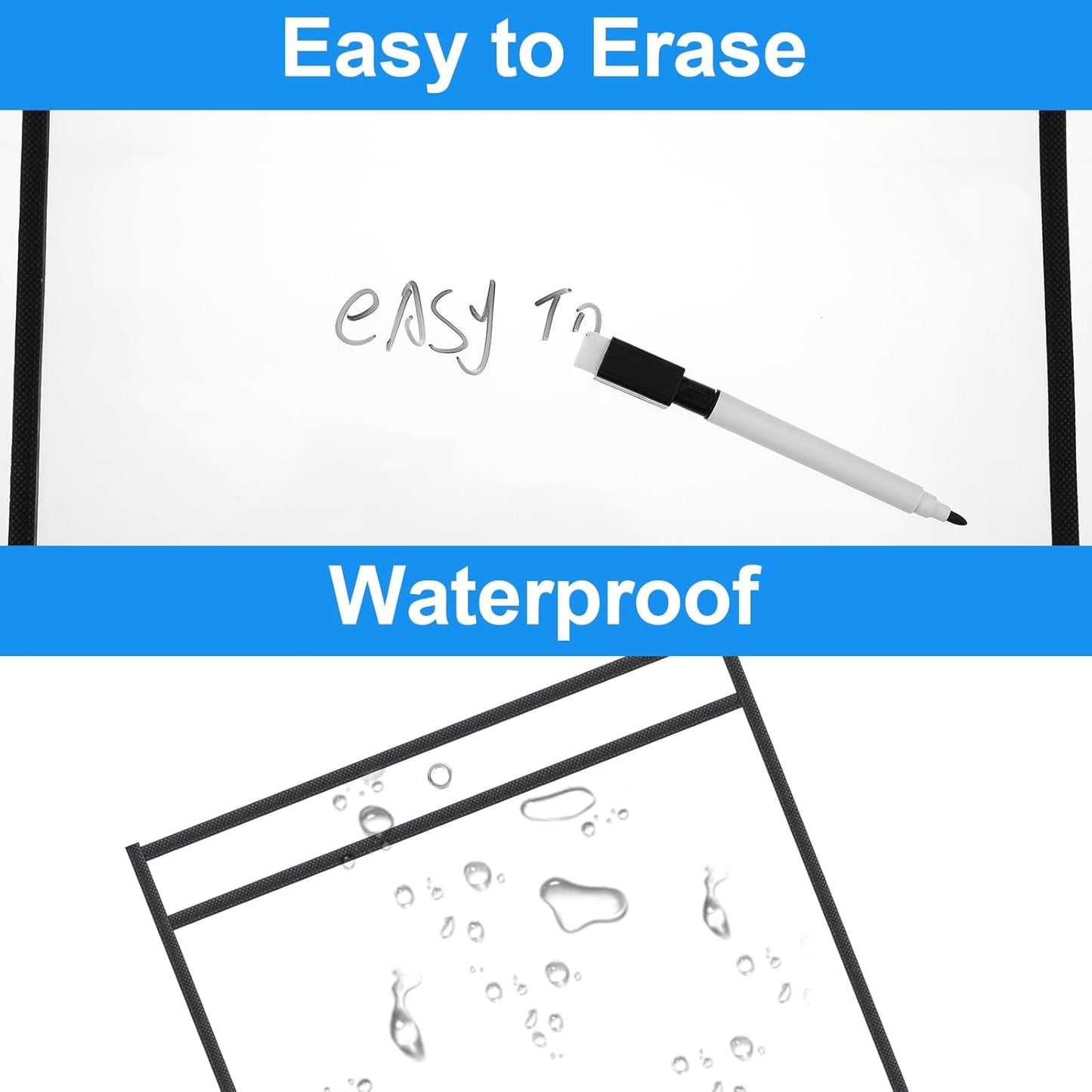 20 Pack Job Ticket Holders, 19 x 12 Inch Dry Erase Pockets Paper Sleeves Reusable Shop Ticket Protectors Writable and Erasable Document Cover for Work Orders Classroom Use