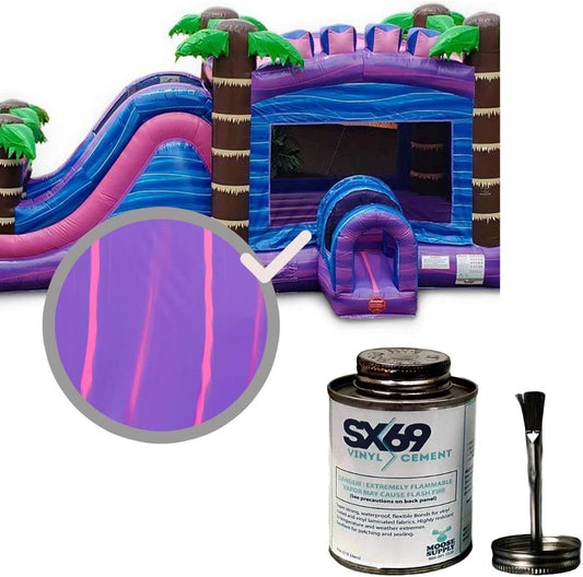 SX-69 Vinyl Repair Kit | Inflatable Bounce House Repair Kit | Includes 4 Ounce Adhesive and Vinyl Roll | for Flexible, Waterproof Repairs of Tears, Punctures, and Holes