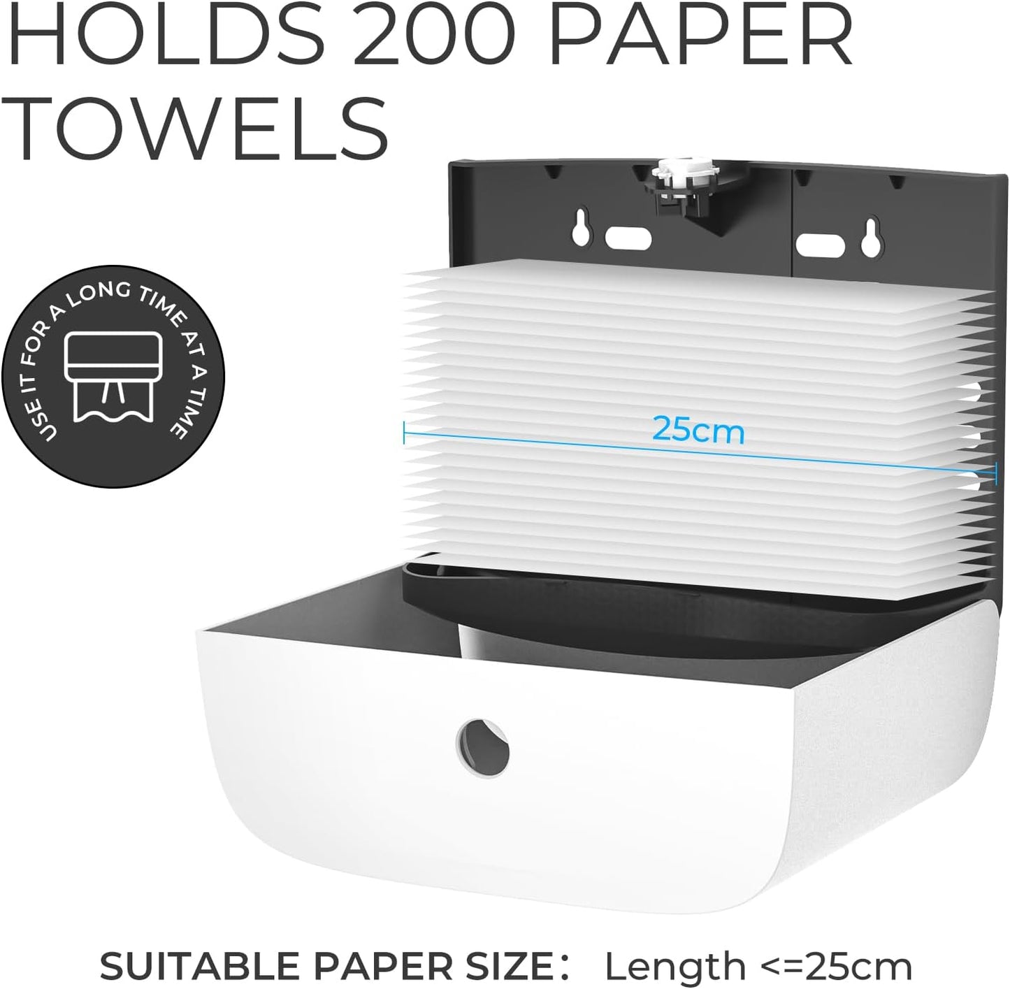 Paper Towel Dispenser Wall Mount, Adhesive No Drilling Multifold Trifold Cfold Commercial Hand Towel Dispenser,White-PN6015