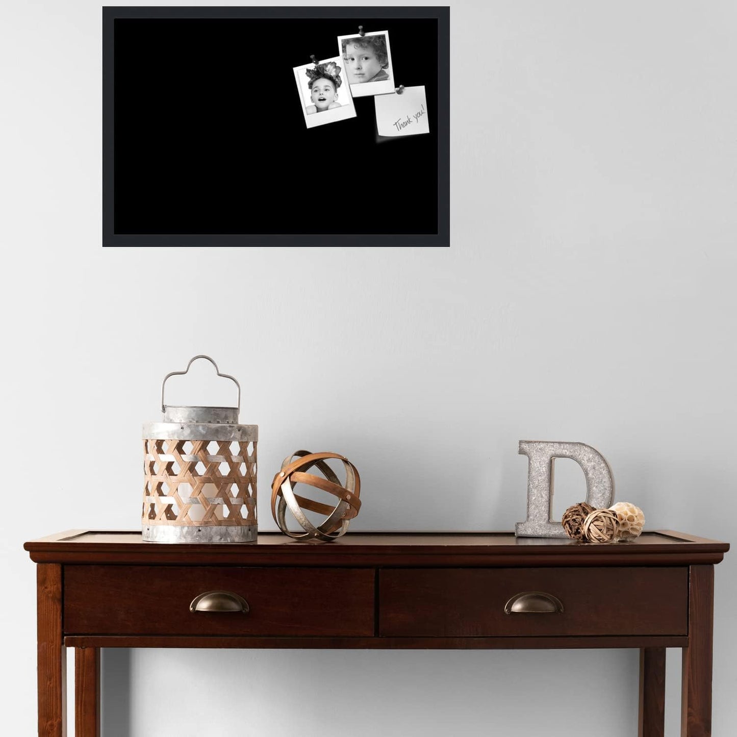 PinPix 27x18 Inch Cork Bulletin Board. This Decorative Framed Pin Board Comes with Solid Black Design and a Satin Black Frame. Ideal for Home Office Decor or Message Board (PinPix-622)