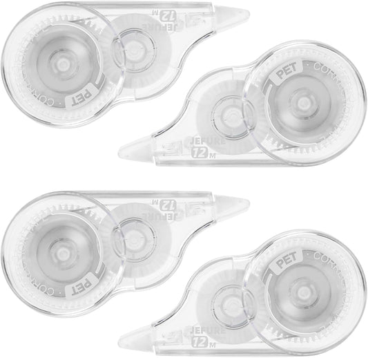 4 Pcs Correction Tape, 39.4 Ft White Wrong Out Tear-Resistant Bulk, Instant Corrections Easy To Use Applicator for School, Office, Note Taking, Journal (Tape Width 0.2 in, Clear)