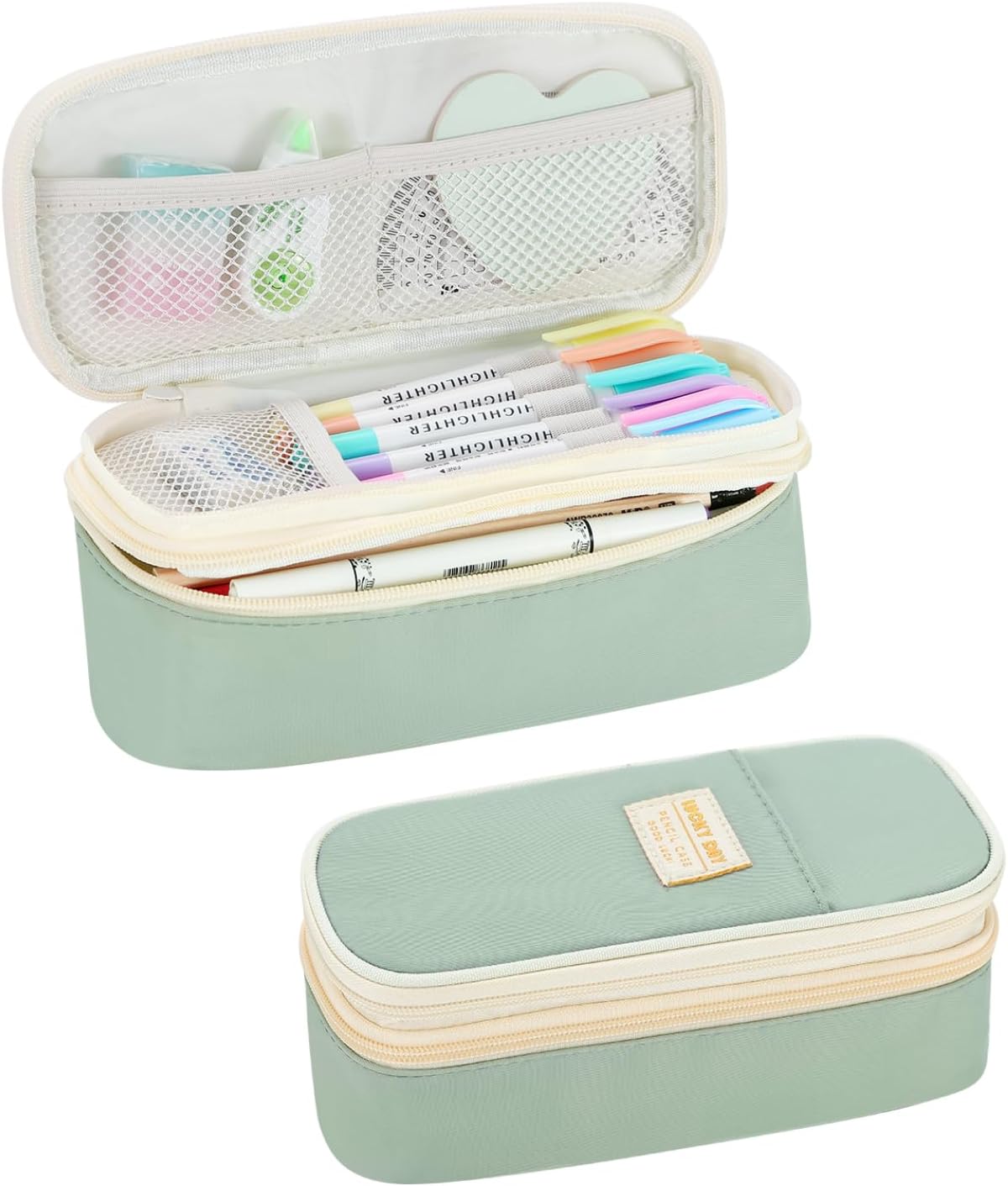Pencil Case for Girls Kids Teens Adults Big Pencil Bag with Zipper Big Pen Pouch Large Stationery Pen Case Organizer for School Green
